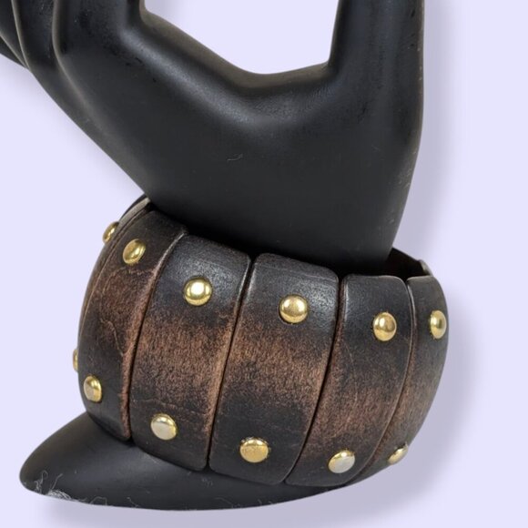Jewelry - (2/$20) Vintage Studded Wood Stretch Bracelet